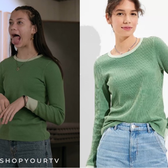 American Eagle Outfitters Sweaters - American Eagle Outfitters Green Waffle Knit Sweater